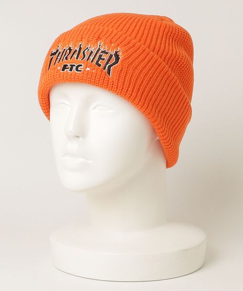 FTC（エフティーシー）の「"FTC x THRASHER" LOGO BEANIE（ニットキャップ/ビーニー・メンズ・オレンジ/グリーン系その他/ブラック・FREE）」の4枚目の写真