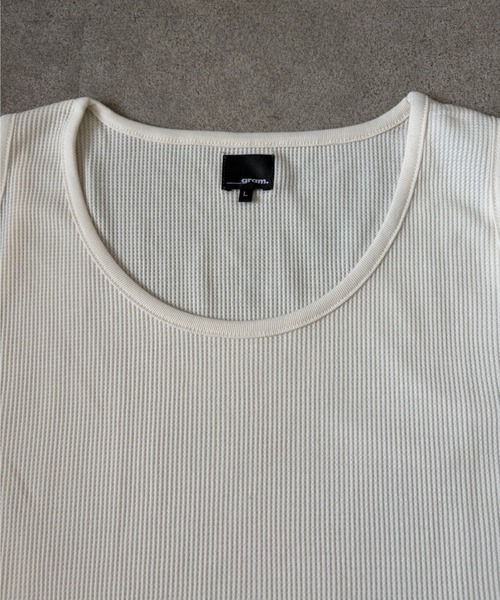 link lot(リンクロット)の「【2点セット】半袖レースポロシャツ×ワッフルタンクトップ(ポロシャツ・メンズ・アイボリー/ブラック/ブラウン・L/M)」の6枚目の写真