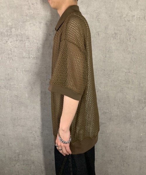 link lot(リンクロット)の「【2点セット】半袖レースポロシャツ×ワッフルタンクトップ(ポロシャツ・メンズ・アイボリー/ブラック/ブラウン・L/M)」の10枚目の写真