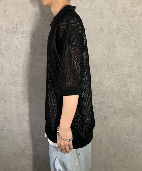 link lot(リンクロット)の「【2点セット】半袖レースポロシャツ×ワッフルタンクトップ(ポロシャツ・メンズ・アイボリー/ブラック/ブラウン・L/M)」の15枚目の写真