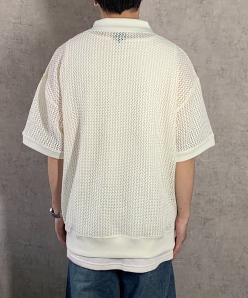 link lot(リンクロット)の「【2点セット】半袖レースポロシャツ×ワッフルタンクトップ(ポロシャツ・メンズ・アイボリー/ブラック/ブラウン・L/M)」の14枚目の写真