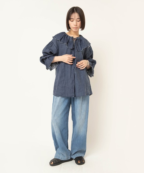 RNA-N（アールエヌエーエヌ）の「R4451 ライトデニムワイドスラックス（デニムパンツ・レディース・ライトインディゴブルー・SMALL/MEDIUM）」の10枚目の写真