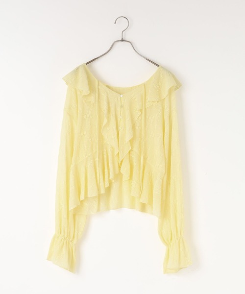 LOWRYS FARM（ローリーズファーム）の「フラワーレースフリルブラウス 666437（シャツ/ブラウス・レディース・ホワイト/ブラック/イエロー・FREE）」の3枚目の写真