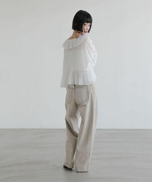 LOWRYS FARM（ローリーズファーム）の「フラワーレースフリルブラウス 666437（シャツ/ブラウス・レディース・ホワイト/ブラック/イエロー・FREE）」の7枚目の写真