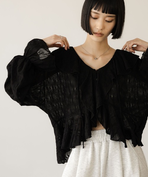 LOWRYS FARM（ローリーズファーム）の「フラワーレースフリルブラウス 666437（シャツ/ブラウス・レディース・ホワイト/ブラック/イエロー・FREE）」の16枚目の写真