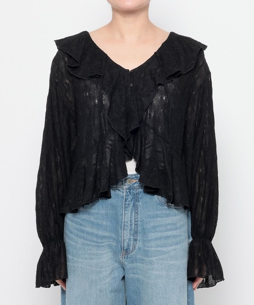 LOWRYS FARM（ローリーズファーム）の「フラワーレースフリルブラウス 666437（シャツ/ブラウス・レディース・ホワイト/ブラック/イエロー・FREE）」の18枚目の写真