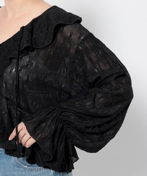 LOWRYS FARM（ローリーズファーム）の「フラワーレースフリルブラウス 666437（シャツ/ブラウス・レディース・ホワイト/ブラック/イエロー・FREE）」の22枚目の写真