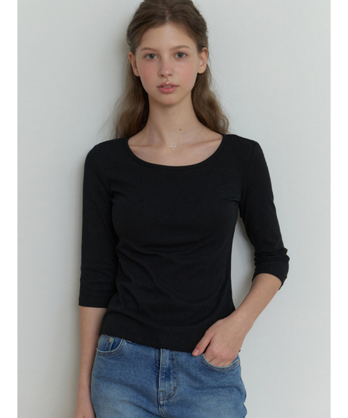 RE_L(リエル)の「Hata 3/4 sleeve t-shirt (black)(Tシャツ/カットソー・レディース・その他・FREE)」の1枚目の写真