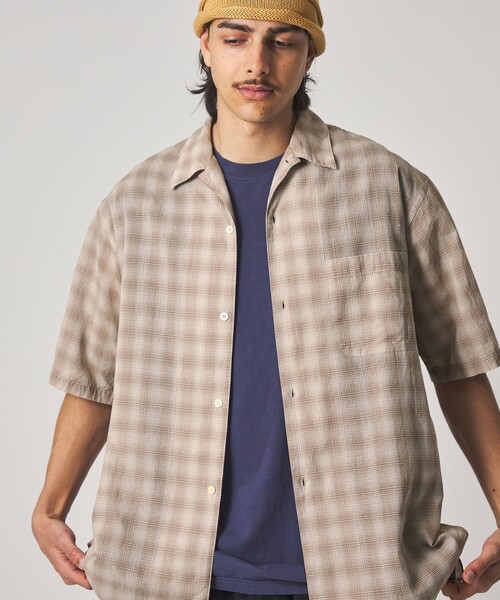 Steven Alan（スティーブンアラン）の「＜Steven Alan＞ コットン/シルク オンブレーチェック オープンカラー シャツ BOX（シャツ/ブラウス・メンズ・ダークブラウン/ベージュ・XL/L/M/S）」の4枚目の写真