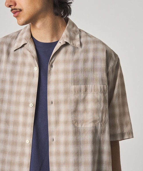 Steven Alan（スティーブンアラン）の「＜Steven Alan＞ コットン/シルク オンブレーチェック オープンカラー シャツ BOX（シャツ/ブラウス・メンズ・ダークブラウン/ベージュ・XL/L/M/S）」の5枚目の写真