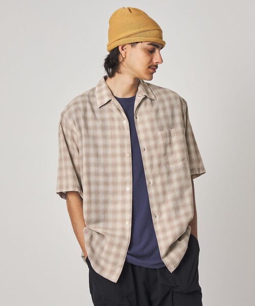 Steven Alan（スティーブンアラン）の「＜Steven Alan＞ コットン/シルク オンブレーチェック オープンカラー シャツ BOX（シャツ/ブラウス・メンズ・ダークブラウン/ベージュ・XL/L/M/S）」の9枚目の写真