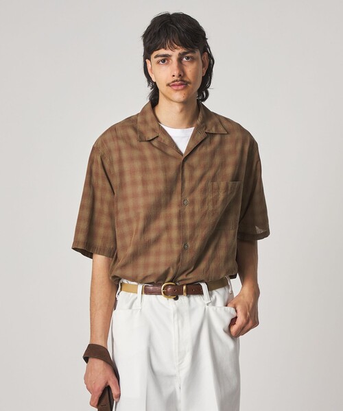 Steven Alan（スティーブンアラン）の「＜Steven Alan＞ コットン/シルク オンブレーチェック オープンカラー シャツ BOX（シャツ/ブラウス・メンズ・ダークブラウン/ベージュ・XL/L/M/S）」の12枚目の写真