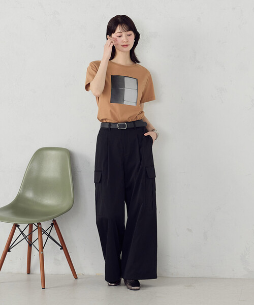 COMME CA ISM（コムサイズム）の「ポリエステルマイクロツイル カーゴパンツ（カーゴパンツ・レディース・カーキ/ブラック・LARGE/MEDIUM）」の3枚目の写真