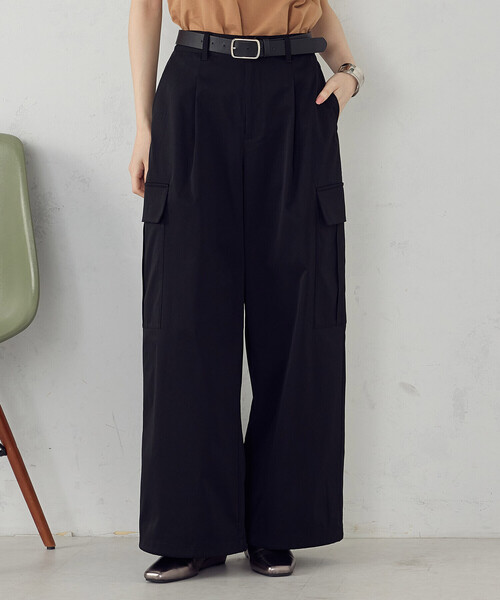 COMME CA ISM（コムサイズム）の「ポリエステルマイクロツイル カーゴパンツ（カーゴパンツ・レディース・カーキ/ブラック・LARGE/MEDIUM）」の5枚目の写真