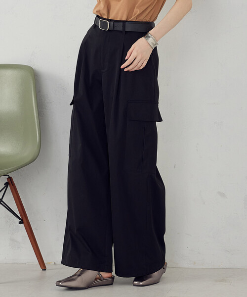 COMME CA ISM（コムサイズム）の「ポリエステルマイクロツイル カーゴパンツ（カーゴパンツ・レディース・カーキ/ブラック・LARGE/MEDIUM）」の6枚目の写真