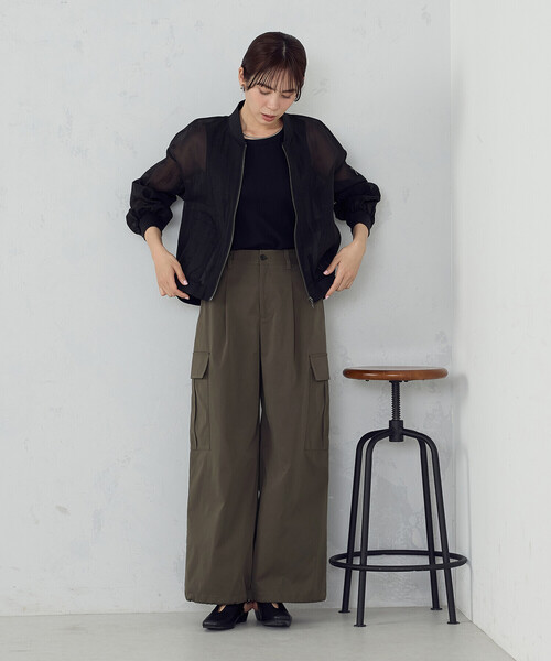 COMME CA ISM（コムサイズム）の「ポリエステルマイクロツイル カーゴパンツ（カーゴパンツ・レディース・カーキ/ブラック・LARGE/MEDIUM）」の9枚目の写真