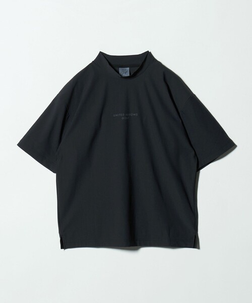 メンズ ショートスリーブ モックネック シャツ 接触冷感 UV ストレッチ