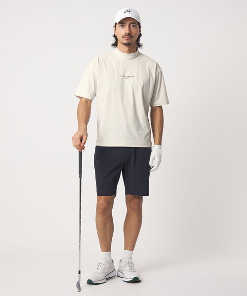 メンズ ショートスリーブ モックネック シャツ 接触冷感 UV ストレッチ