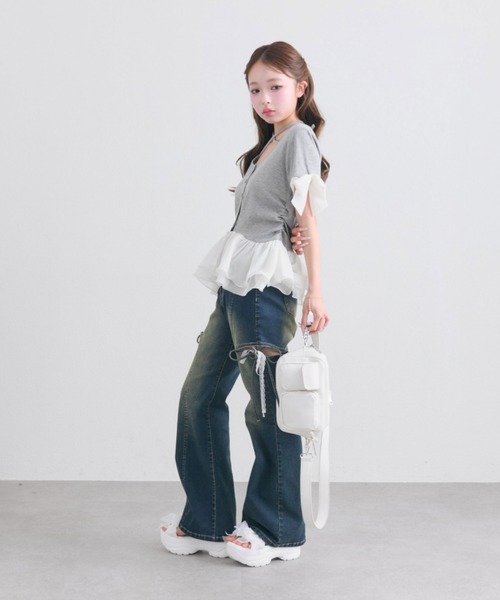 OLIVE des OLIVE(オリーブデオリーブ)の「ペプラムトップス(Tシャツ/カットソー・レディース・オフホワイト/トップグレー/ブラック・FREE)」の11枚目の写真