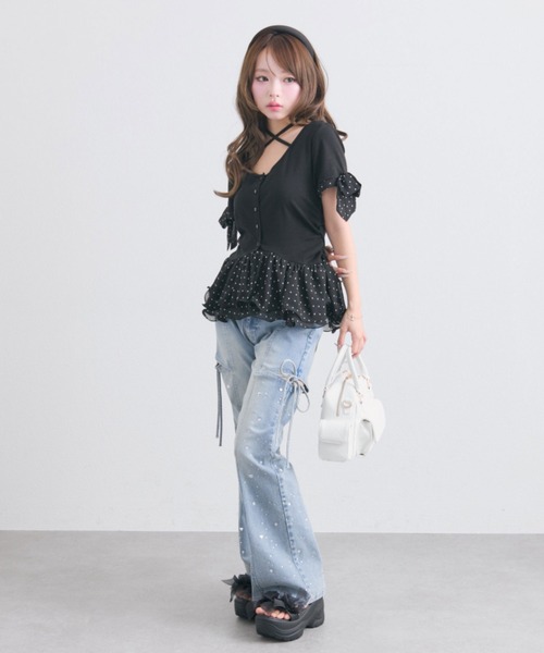 OLIVE des OLIVE(オリーブデオリーブ)の「ペプラムトップス(Tシャツ/カットソー・レディース・オフホワイト/トップグレー/ブラック・FREE)」の14枚目の写真