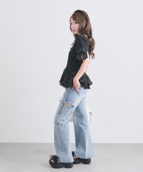 OLIVE des OLIVE(オリーブデオリーブ)の「ペプラムトップス(Tシャツ/カットソー・レディース・オフホワイト/トップグレー/ブラック・FREE)」の15枚目の写真