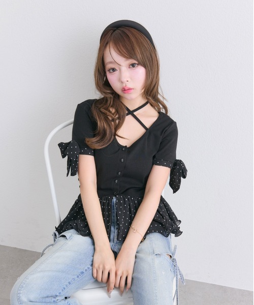 OLIVE des OLIVE(オリーブデオリーブ)の「ペプラムトップス(Tシャツ/カットソー・レディース・オフホワイト/トップグレー/ブラック・FREE)」の18枚目の写真