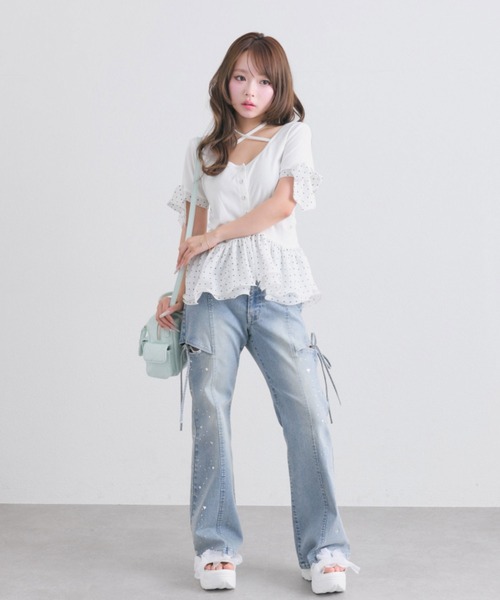 OLIVE des OLIVE(オリーブデオリーブ)の「ペプラムトップス(Tシャツ/カットソー・レディース・オフホワイト/トップグレー/ブラック・FREE)」の21枚目の写真