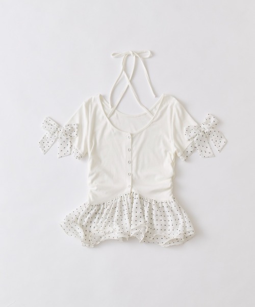 OLIVE des OLIVE(オリーブデオリーブ)の「ペプラムトップス(Tシャツ/カットソー・レディース・オフホワイト/トップグレー/ブラック・FREE)」の5枚目の写真