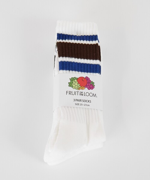 FRUIT OF THE LOOM（フルーツオブザルーム）の「【FRUIT OF THE LOOM/フルーツ・オブ・ザ・ルーム】3Pカラフルラインソックス/3足パックソックス（ソックス/靴下・メンズ・ホワイト系その他/ホワイト系その他2・フリー）」の4枚目の写真