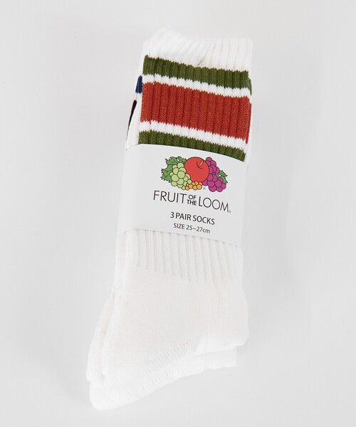 FRUIT OF THE LOOM（フルーツオブザルーム）の「【FRUIT OF THE LOOM/フルーツ・オブ・ザ・ルーム】3Pカラフルラインソックス/3足パックソックス（ソックス/靴下・メンズ・ホワイト系その他/ホワイト系その他2・フリー）」の10枚目の写真