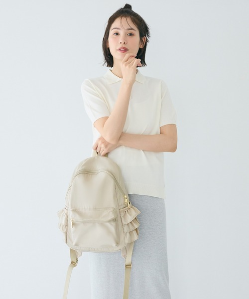 coca（coca）（コカ）の「フリルリュック（バックパック/リュック・レディース・ブラック/グレイッシュベージュ・ONE SIZE）」の7枚目の写真