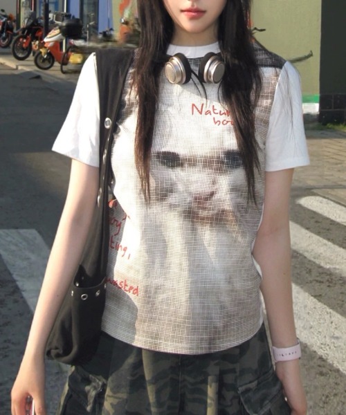 Футболка с принтом «кошачий принт» (cat print) T‑shirt