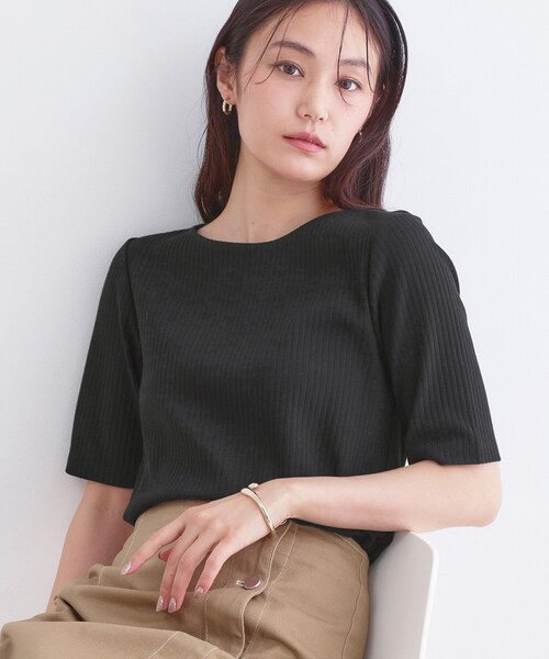 OPAQUE.CLIP(オペークドットクリップ)の「ベーシックリブボートネックカットソー【洗濯機OK】(Tシャツ/カットソー・レディース・ホワイト/ブラック/ホワイト系3/ナチュラル・36/38/40/42)」の3枚目の写真