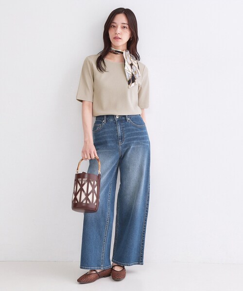 OPAQUE.CLIP(オペークドットクリップ)の「ベーシックリブボートネックカットソー【洗濯機OK】(Tシャツ/カットソー・レディース・ホワイト/ブラック/ホワイト系3/ナチュラル・36/38/40/42)」の14枚目の写真