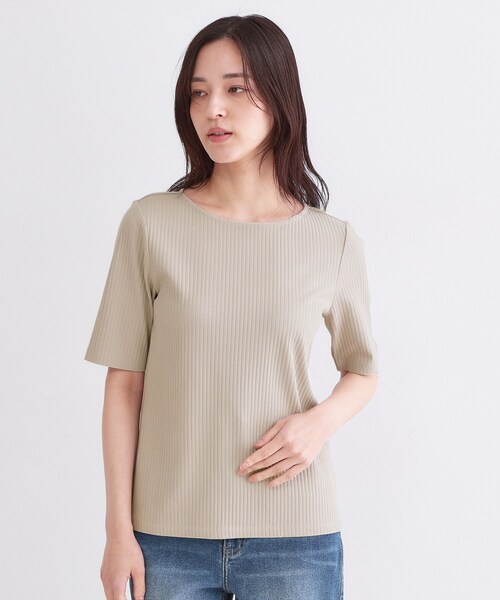 OPAQUE.CLIP(オペークドットクリップ)の「ベーシックリブボートネックカットソー【洗濯機OK】(Tシャツ/カットソー・レディース・ホワイト/ブラック/ホワイト系3/ナチュラル・36/38/40/42)」の21枚目の写真