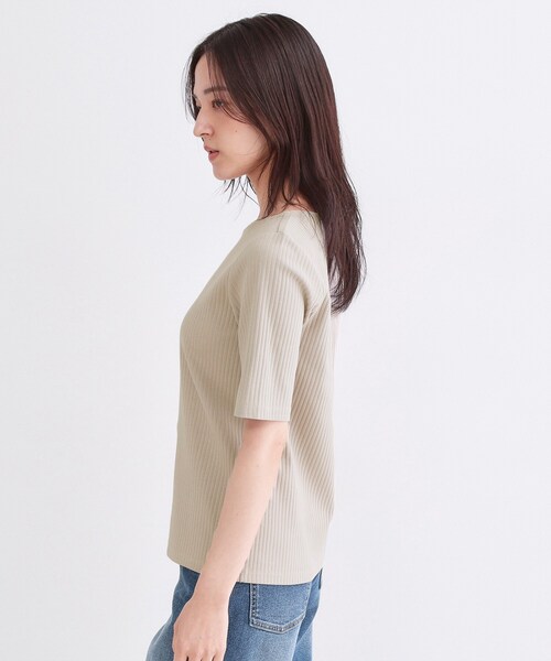 OPAQUE.CLIP(オペークドットクリップ)の「ベーシックリブボートネックカットソー【洗濯機OK】(Tシャツ/カットソー・レディース・ホワイト/ブラック/ホワイト系3/ナチュラル・36/38/40/42)」の22枚目の写真