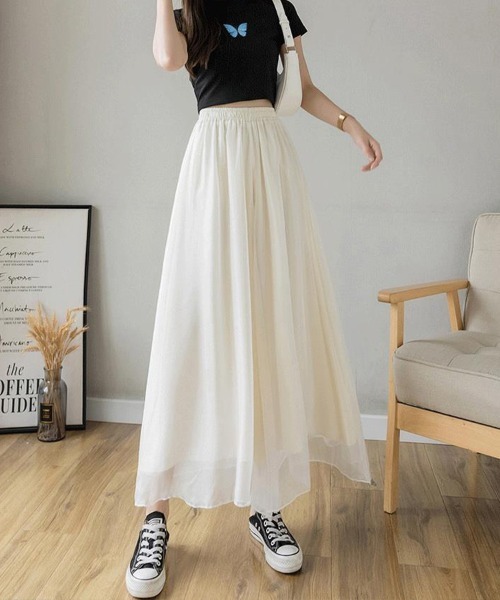 SallyLunn(サリーラン)の「エアリーシフォンワイドパンツ(その他パンツ・レディース・ネイビー/ブラック/ホワイト・LARGE/MEDIUM)」の2枚目の写真