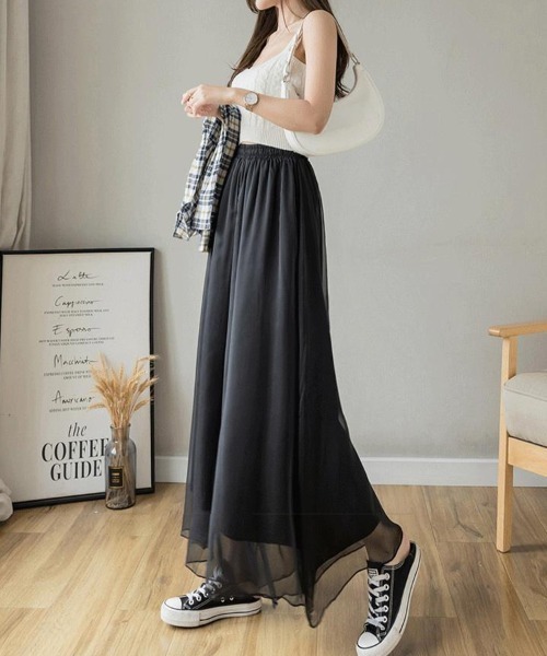 SallyLunn(サリーラン)の「エアリーシフォンワイドパンツ(その他パンツ・レディース・ネイビー/ブラック/ホワイト・LARGE/MEDIUM)」の6枚目の写真