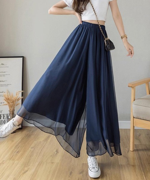 SallyLunn(サリーラン)の「エアリーシフォンワイドパンツ(その他パンツ・レディース・ネイビー/ブラック/ホワイト・LARGE/MEDIUM)」の12枚目の写真
