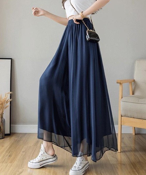 SallyLunn(サリーラン)の「エアリーシフォンワイドパンツ(その他パンツ・レディース・ネイビー/ブラック/ホワイト・LARGE/MEDIUM)」の13枚目の写真