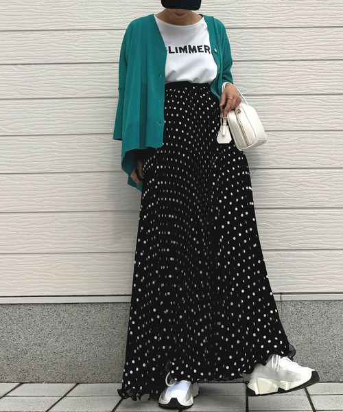 Q（キュー）の「ドットプリーツスカート（スカート・レディース・ブラック/アイボリー・MEDIUM）」の13枚目の写真