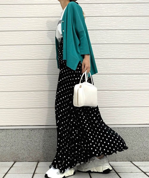 Q（キュー）の「ドットプリーツスカート（スカート・レディース・ブラック/アイボリー・MEDIUM）」の15枚目の写真