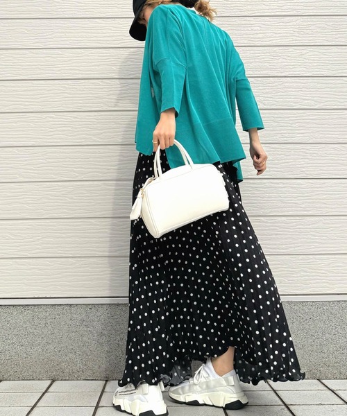 Q（キュー）の「ドットプリーツスカート（スカート・レディース・ブラック/アイボリー・MEDIUM）」の16枚目の写真