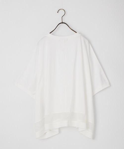 mizuiroind（ミズイロインド）の「[mizuiro ind/ミズイロインド] メッシュミックス ワイドTシャツ（Tシャツ/カットソー・レディース・ブラック/オフホワイト/ダークグレー・F）」の4枚目の写真