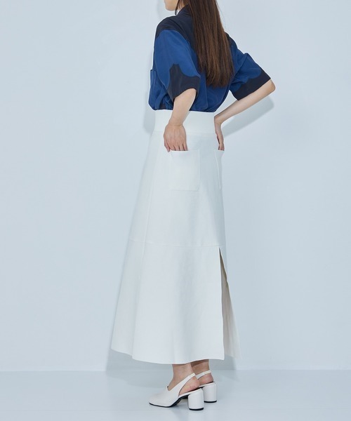 WRAPINKNOT(ラッピンノット)の「EX.HIGH WAIST KNIT SKIRT(スカート・レディース・ブラック/アイボリー・1/0)」の4枚目の写真