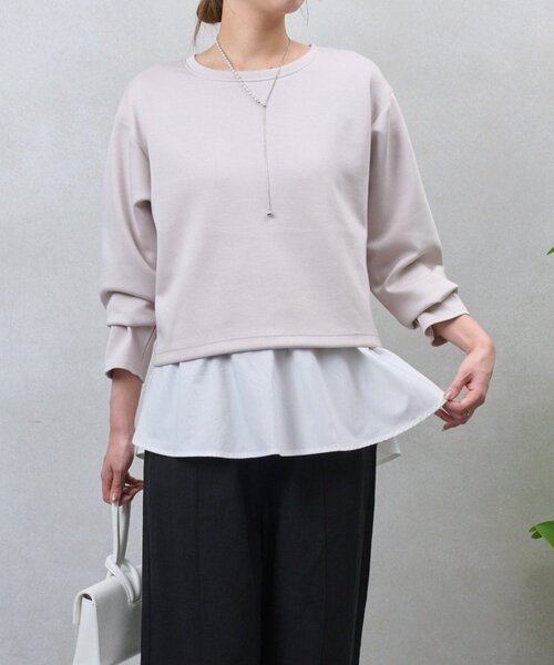 Jena espace merveilleux(ジェナ エスパスメルヴェイユ)の「バックファスナーレイヤードカットソー(Tシャツ/カットソー・レディース・オフホワイト/ブラック/ライトグレー・FREE)」の1枚目の写真