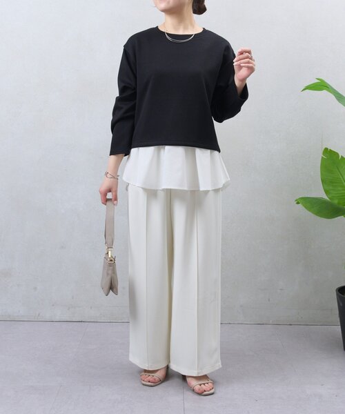 Jena espace merveilleux(ジェナ エスパスメルヴェイユ)の「バックファスナーレイヤードカットソー(Tシャツ/カットソー・レディース・オフホワイト/ブラック/ライトグレー・FREE)」の3枚目の写真
