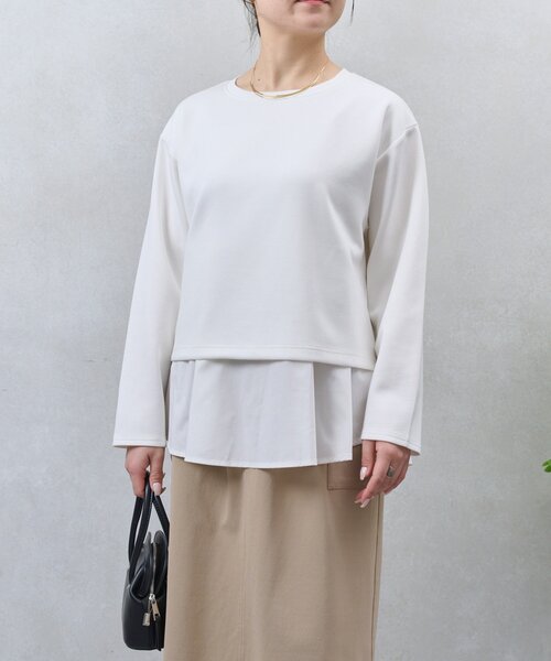 Jena espace merveilleux(ジェナ エスパスメルヴェイユ)の「バックファスナーレイヤードカットソー(Tシャツ/カットソー・レディース・オフホワイト/ブラック/ライトグレー・FREE)」の4枚目の写真