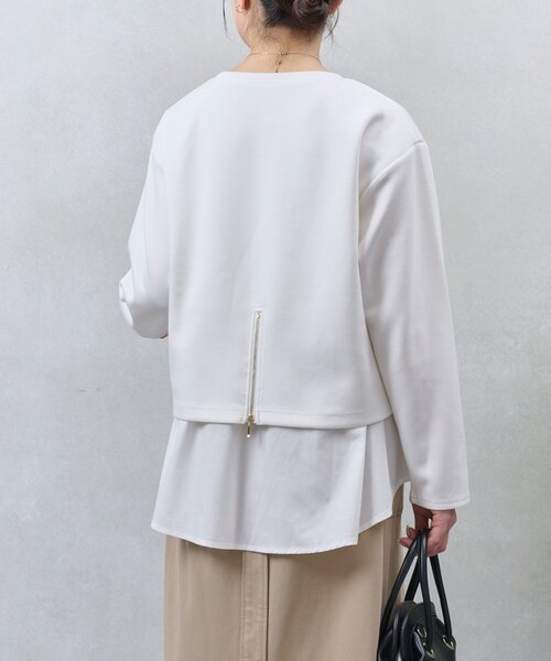 Jena espace merveilleux(ジェナ エスパスメルヴェイユ)の「バックファスナーレイヤードカットソー(Tシャツ/カットソー・レディース・オフホワイト/ブラック/ライトグレー・FREE)」の7枚目の写真