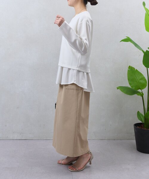 Jena espace merveilleux(ジェナ エスパスメルヴェイユ)の「バックファスナーレイヤードカットソー(Tシャツ/カットソー・レディース・オフホワイト/ブラック/ライトグレー・FREE)」の9枚目の写真
